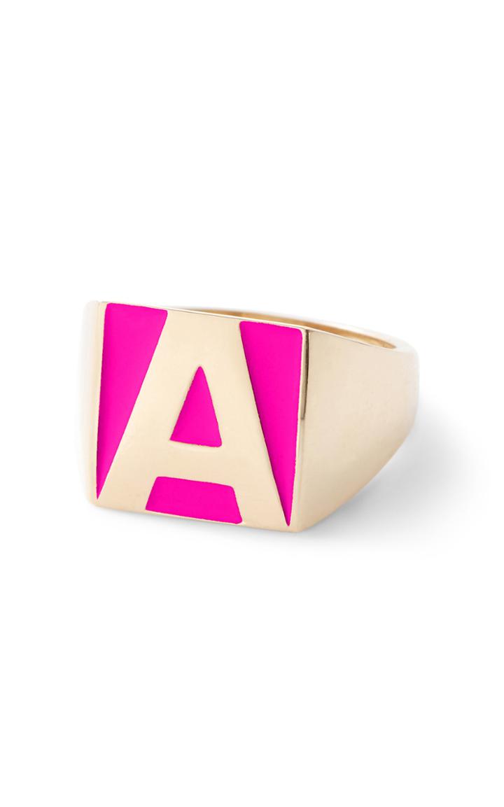 Moda Operandi Alison Lou Superlou Hot Pink Enamel Letter Ring