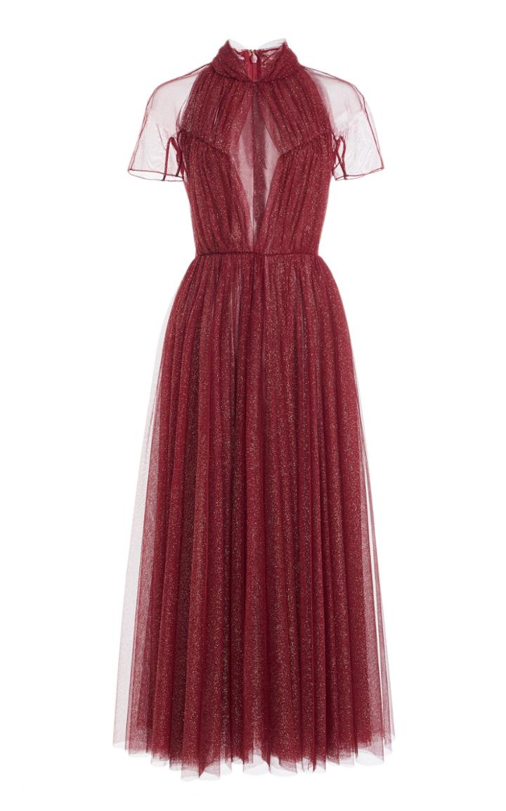 Moda Operandi Emilia Wickstead Gabriel Gathered Glittered Tulle Cocktail Dress