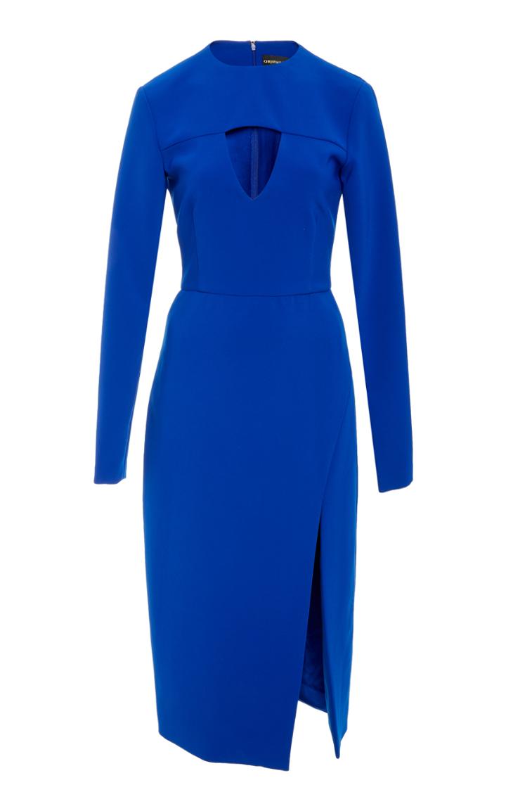 Christian Siriano Textured Crepe Long Sleeve Cut Out Dress