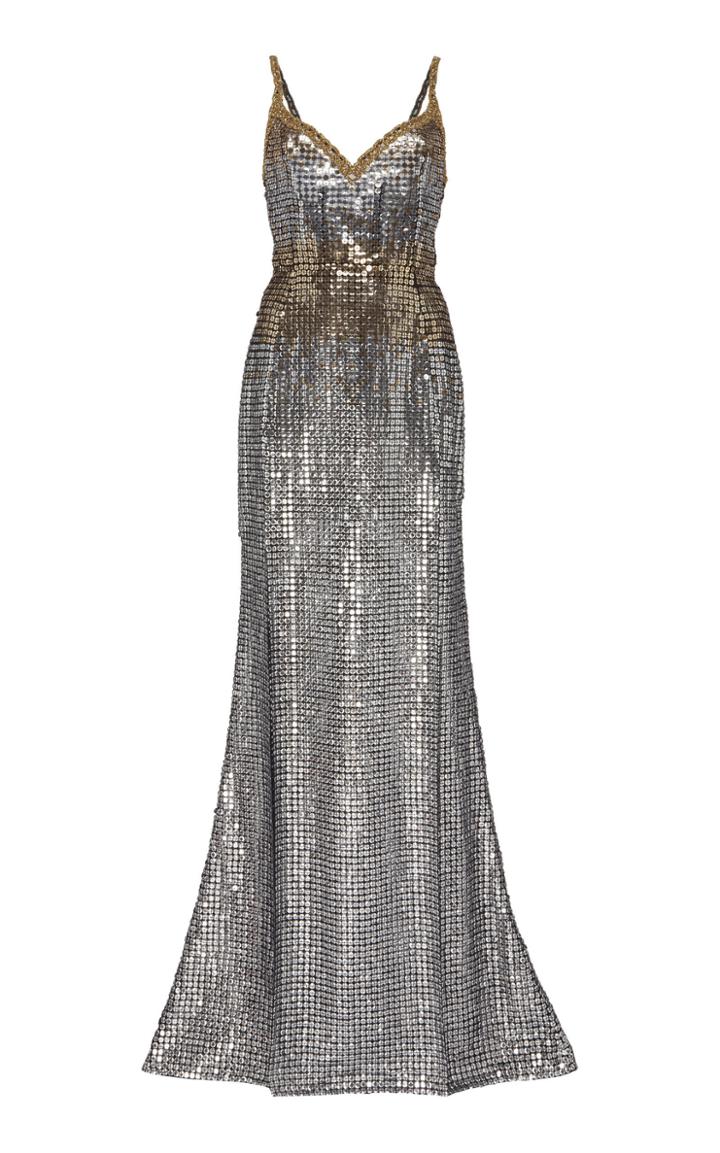 Elie Saab Metallic Embroidered Mermaid Gown