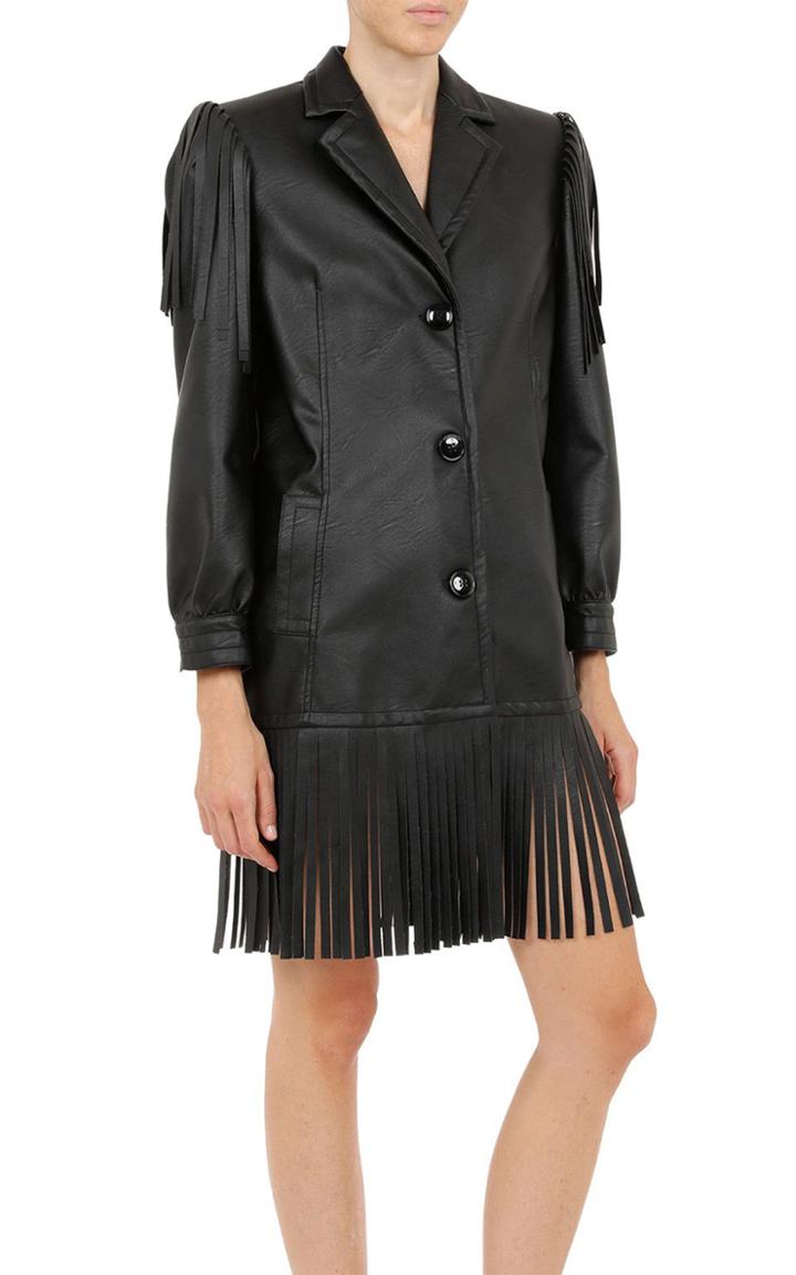 Moda Operandi Philosophy Di Lorenzo Serafini Eco-leather Fringe Jacket Dress