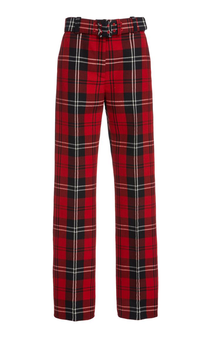 Marc Jacobs Plaid Wool-blend Straight-leg Pants