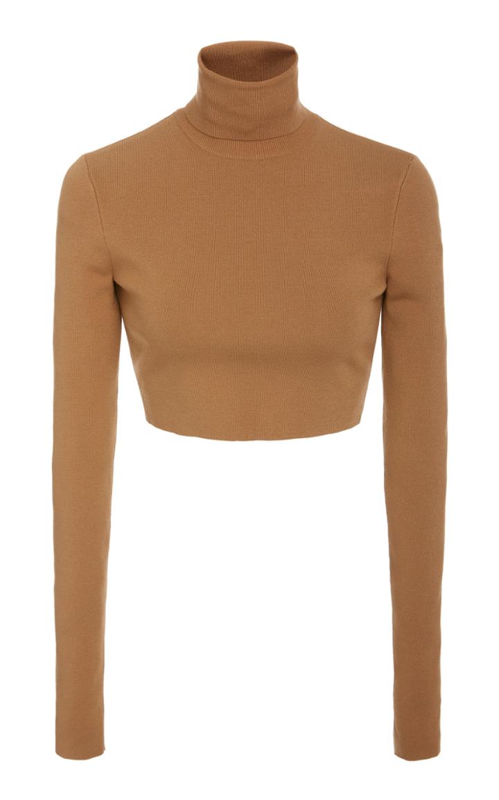 Zeynep Aray Cropped Stretch-knit Turtleneck Top