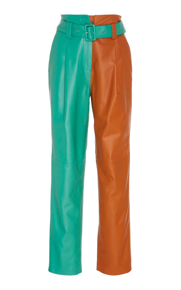 Moda Operandi Sally Lapointe Colorblocked High-waist Leather Trousers Size: 2