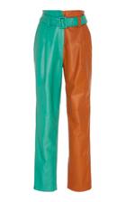 Moda Operandi Sally Lapointe Colorblocked High-waist Leather Trousers Size: 2