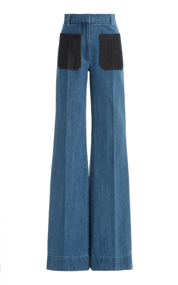 Moda Operandi Victoria Beckham Patchwork Rigid High-rise Flared-leg Jeans