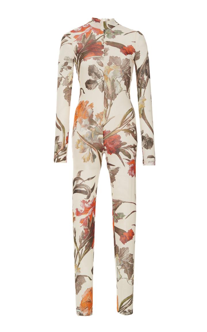 Off-white C/o Virgil Abloh Floral-print Fitted Jump Suit