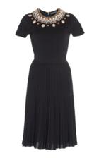 Andrew Gn Embellished Pleated Knit Dress