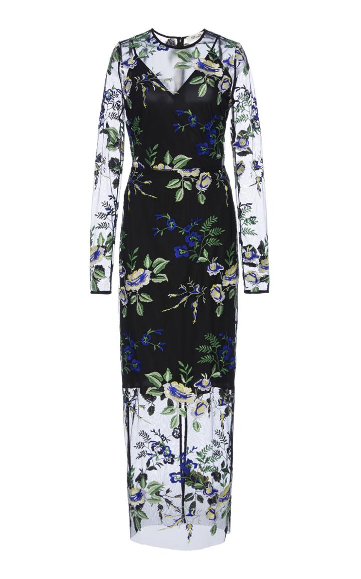 Diane Von Furstenberg Crewneck Embroidered Dress