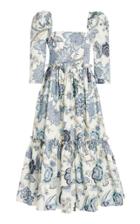 Cara Cara Blue Hill Floral-print Cotton-poplin Midi Dress
