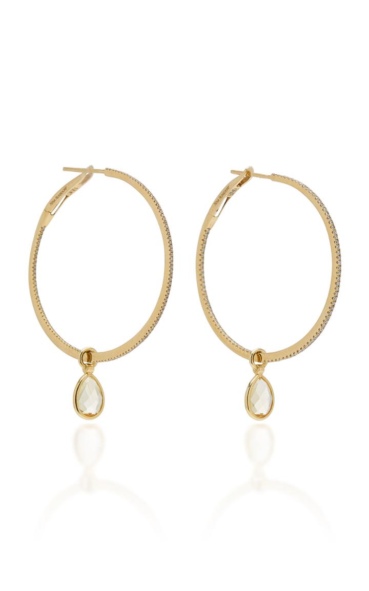 Nina Runsdorf Flip 18k Gold Citrine And Diamond Hoop Earrings