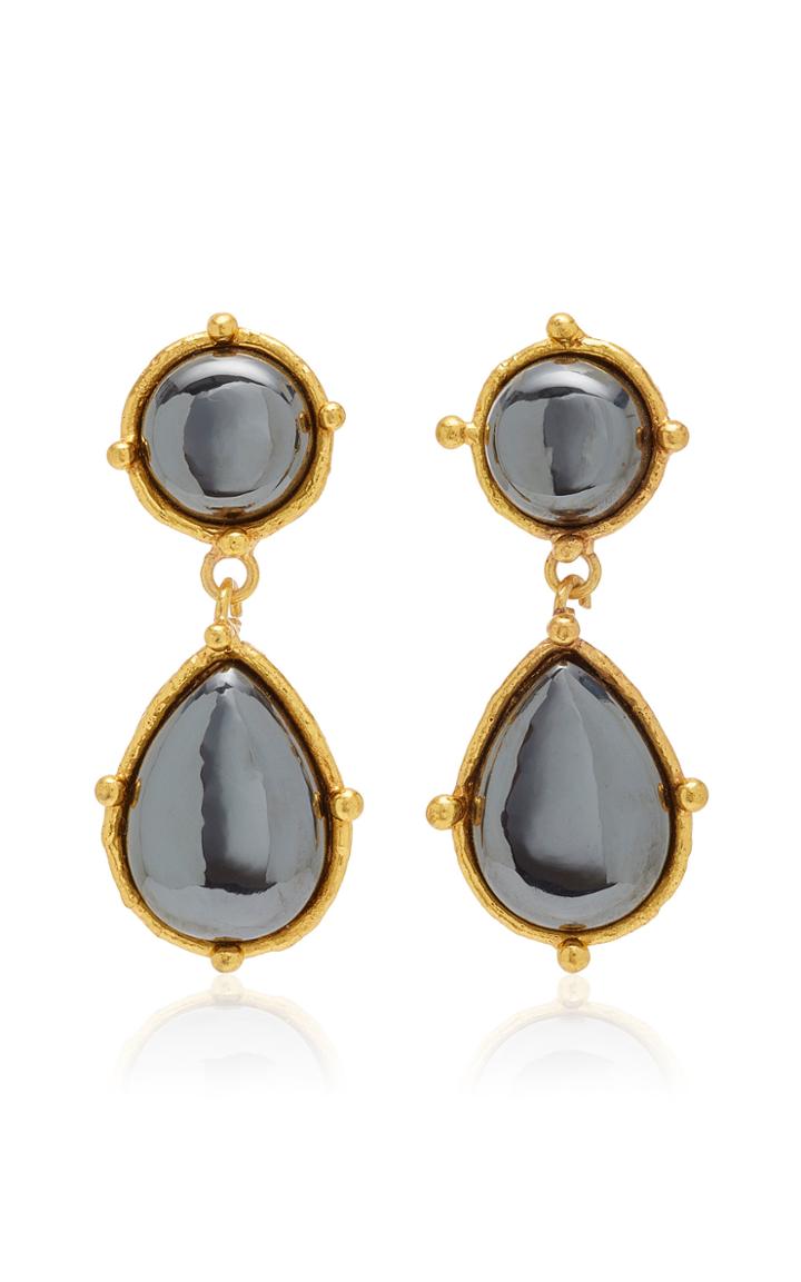 Sylvia Toledano 2 Pierres Dots Hematite Earrings