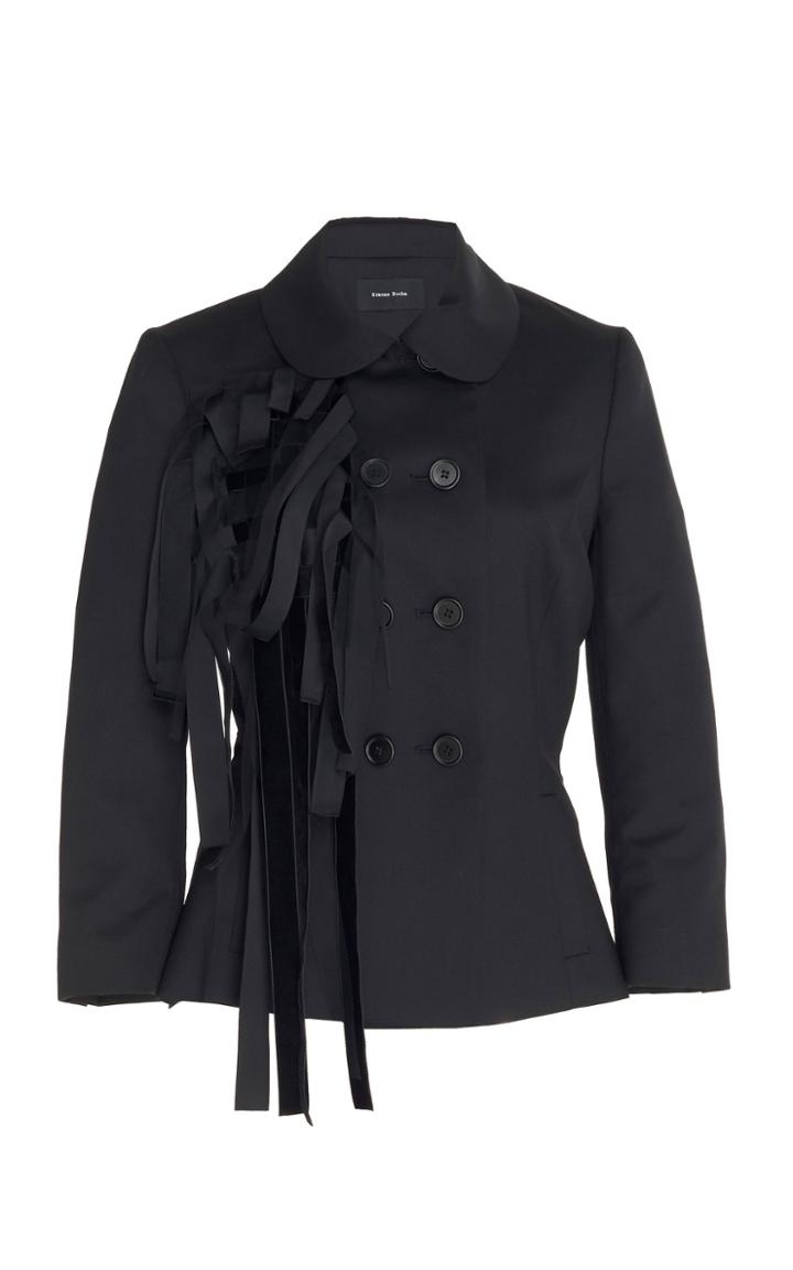 Simone Rocha Double Breasted Wool-blend Fringe Jacket