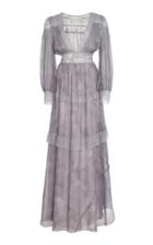 Loveshackfancy Cyerena Tie Dye Lace-trimmed Silk Dress