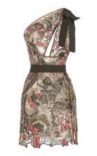 Zuhair Murad One Shoulder Embroidered Tulle Mini Dress