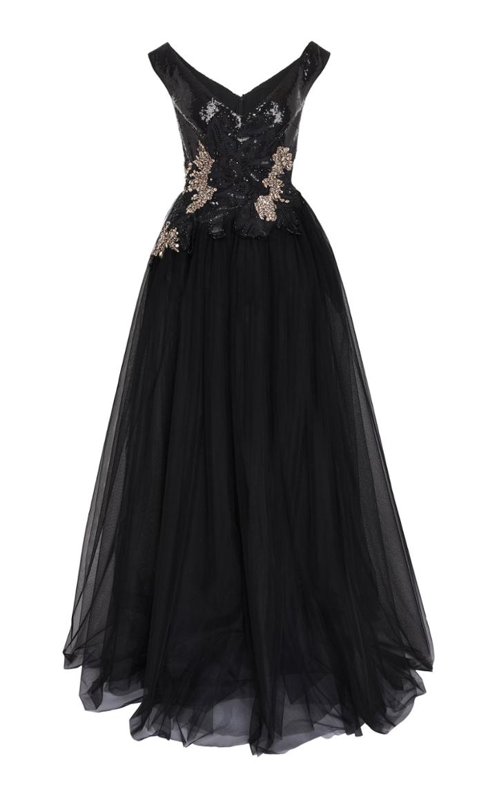 Elie Saab Off-shoulder Sequin Embellished Tulle Gown