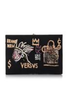 Olympia Le-tan Basquiat Versvs Appliqud Embroidered Canvas Clutch