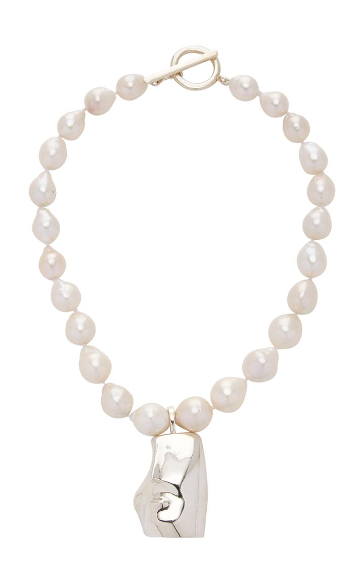 Agmes Sappho Sterling Silver And Pearl Necklace
