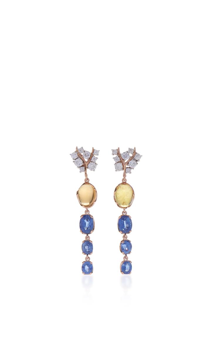 Federica Rettore Blue Sapphire And Tourmaline Earrings