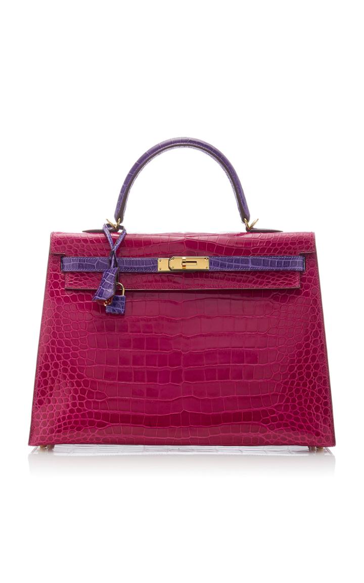 Herms Vintage By Heritage Auctions Herms 35cm Rose Scheherazade And Violet Shiny Porosus Crocodile Kelly Bag