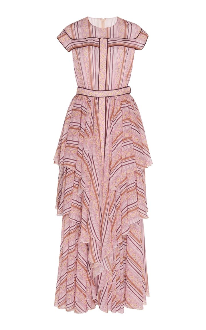 Giambattista Valli Tiered Stripe Print Maxi Dress