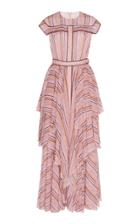 Giambattista Valli Tiered Stripe Print Maxi Dress