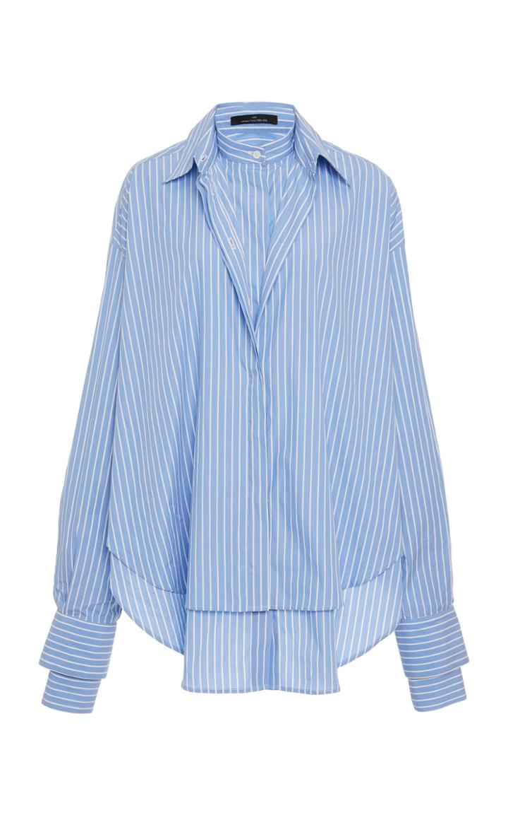 Rokh Dual Pinstriped Cotton-poplin Button-up Shirt