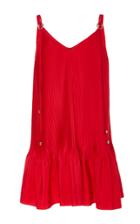 Adam Selman Topiary Pleated Swing Dress