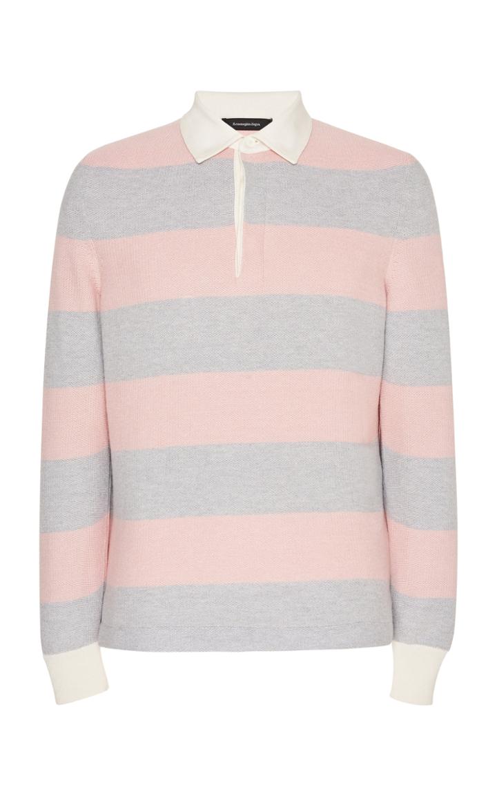Ermenegildo Zegna Striped Collared Cotton-blend Sweater