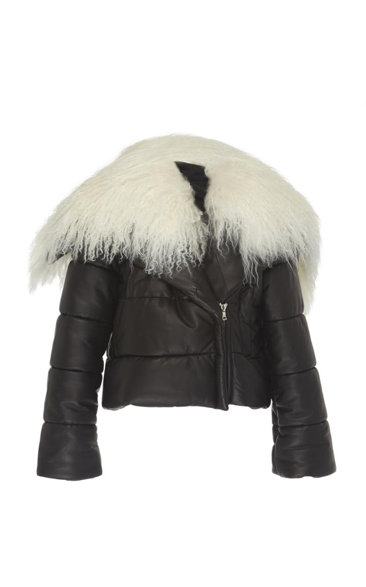 David Koma Fur-trim Leather Jacket