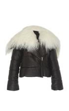 David Koma Fur-trim Leather Jacket