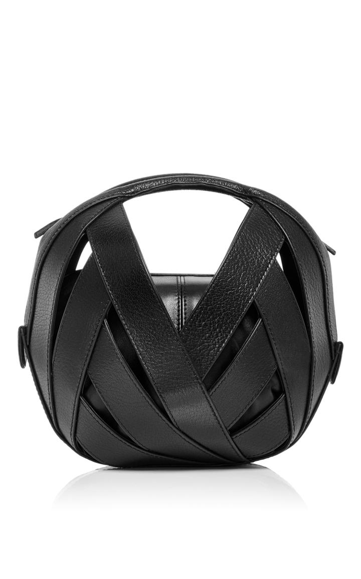 Perrin Paris Black Small Leather Ball Bag