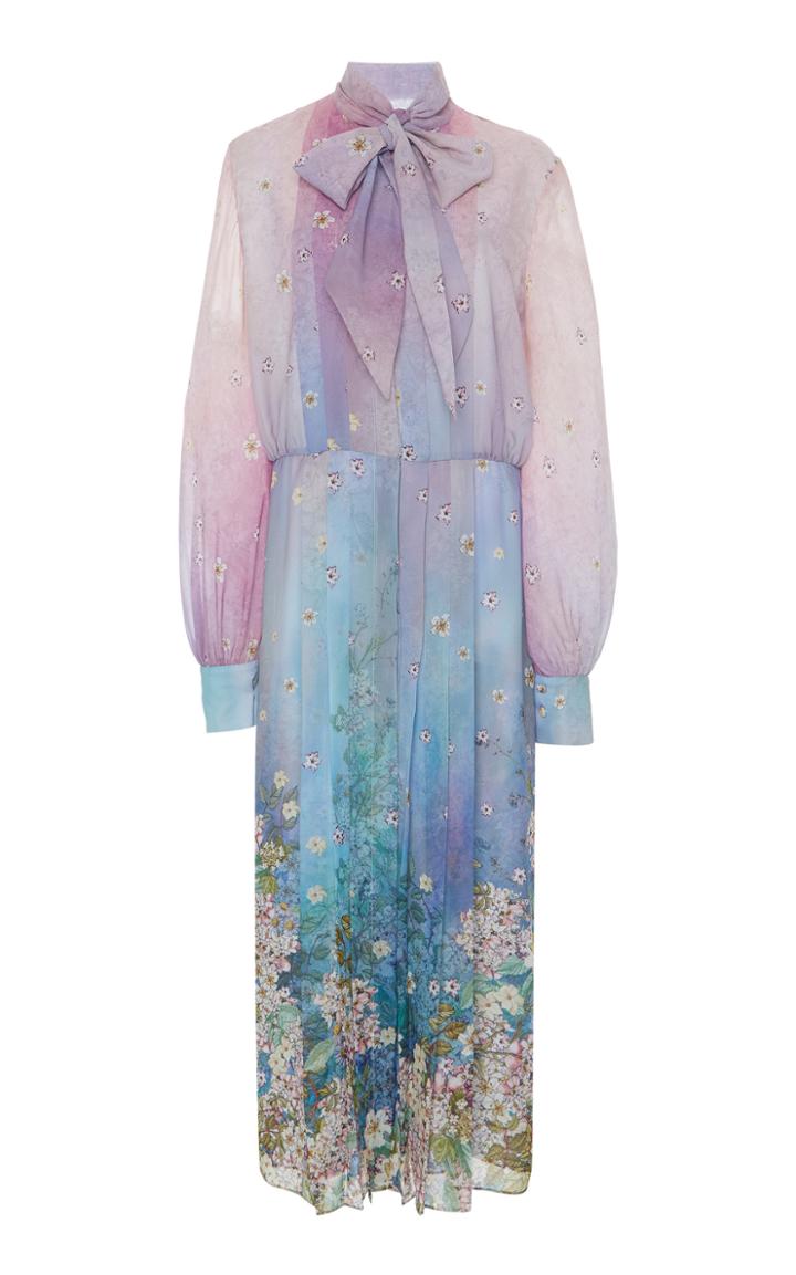 Luisa Beccaria Floral Print Chiffon Dress