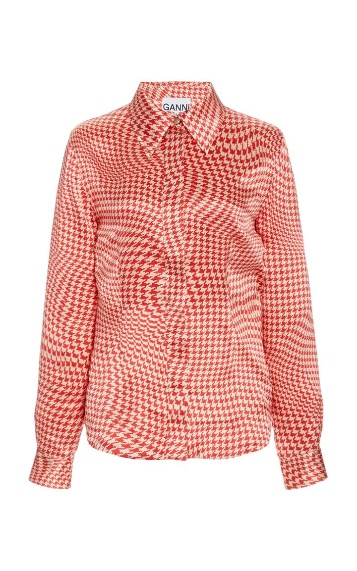Moda Operandi Ganni Silk Stretch Satin Shirt