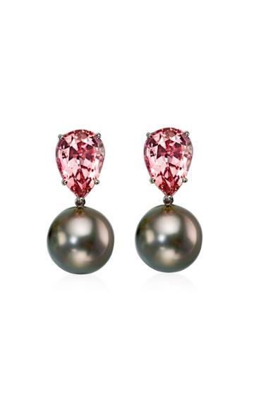 Moda Operandi Assael One Of A Kind Platinum, Tahitian Pearl And Tourmaline Earrings