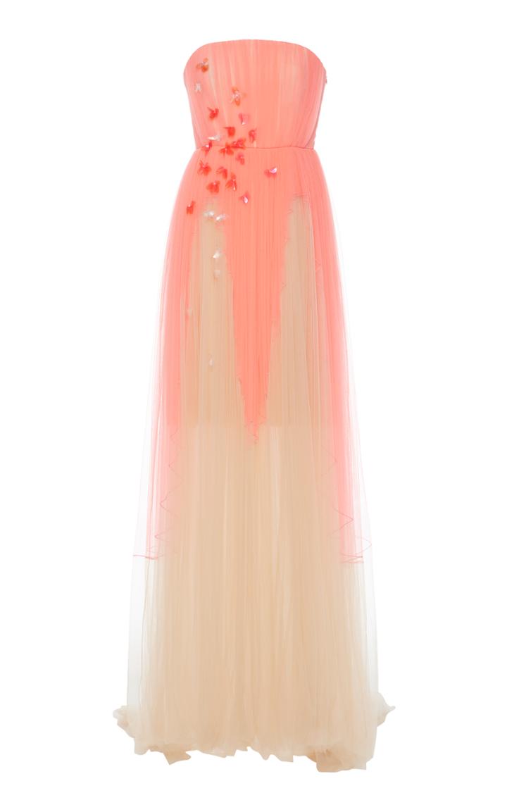 Delpozo Strapless Tulle Gown