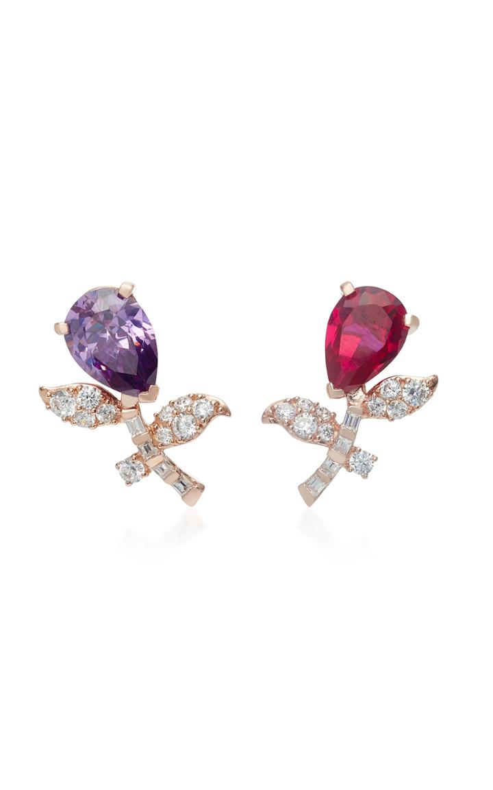 Anabela Chan M'o Exclusive Ruby Amethyst Tulip Earrings