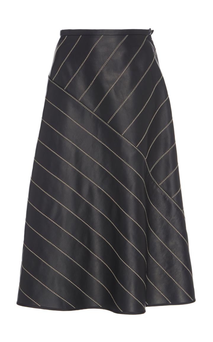 Martin Grant Geometrical Stitched Leather Skirt