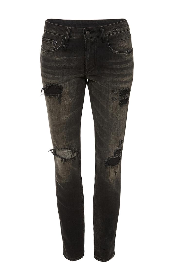 R13 Shredded Black Alison Cropped Jeans