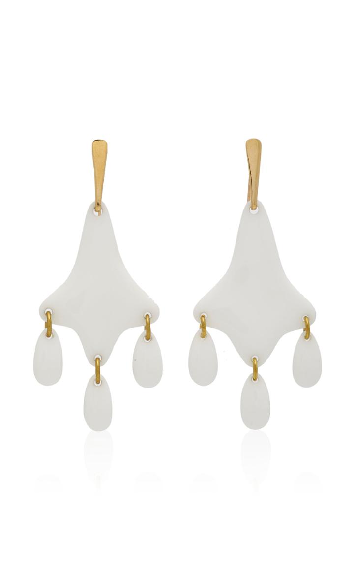 Moda Operandi Lisa Eisner White Cacholong Three Directions Earrings