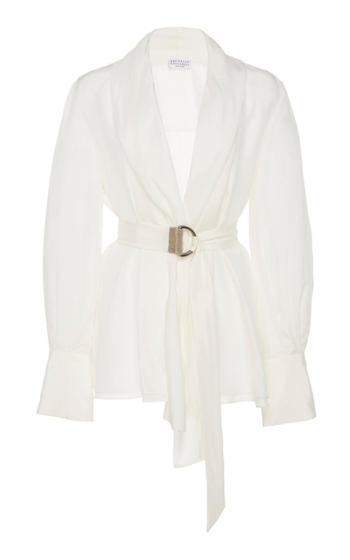 Brunello Cucinelli Belted Silk-chiffon Top