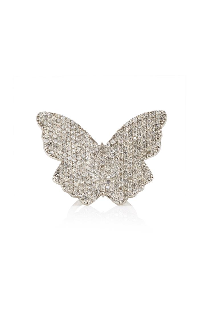 Sheryl Lowe Large Butterfly Sterling Silver Diamond Ring