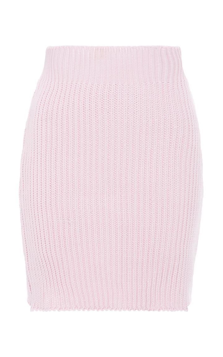 Nanna Van Blaaderen Pink Ribbed Knit Mini Skirt