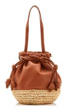 Ulla Johnson Martina Mini Raffia-paneled Leather Basket Bag