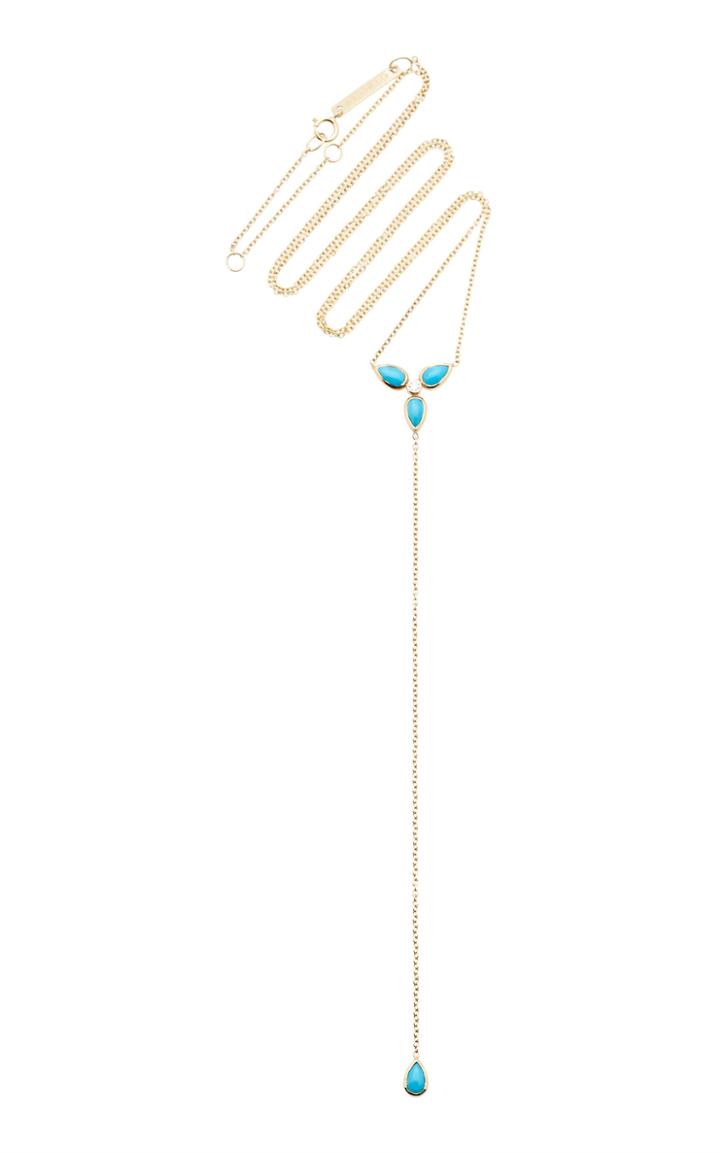 Zo Chicco Three Turquoise Tear Lariat Necklace