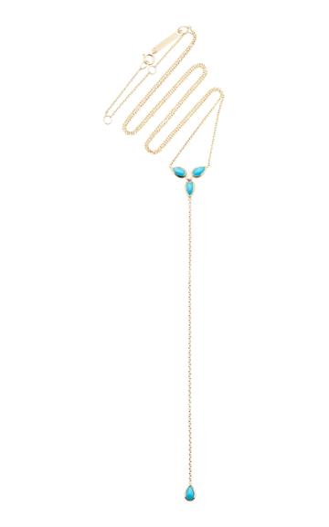 Zo Chicco Three Turquoise Tear Lariat Necklace