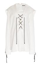 Ann Demeulemeester Lace-up Cotton-poplin Blouse