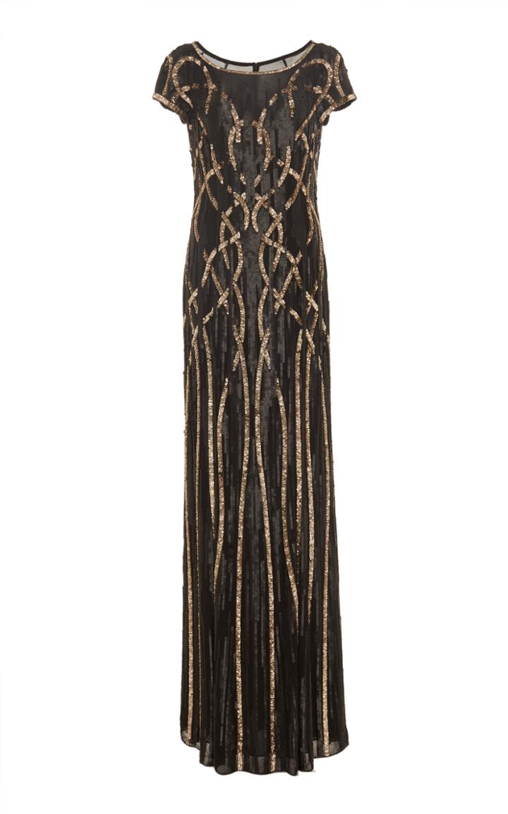 Jenny Packham Flores Cap Sleeve Sequin Gown