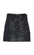 Dundas Lace Up Leather Mini Skirt With Belt