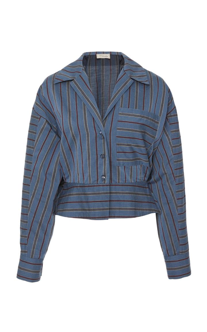 Temperley London Nori Striped Cotton Blouse